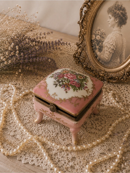 Other - 🫖🌸 Vintage Norleans Japan Floral Porcelain Trinket Box